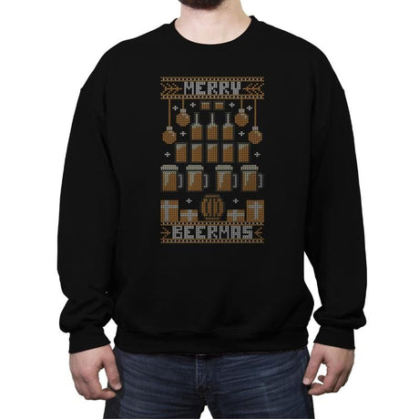Merry Beermas - Crew Neck Sweatshirt Crew Neck Sweatshirt RIPT Apparel Small / Black