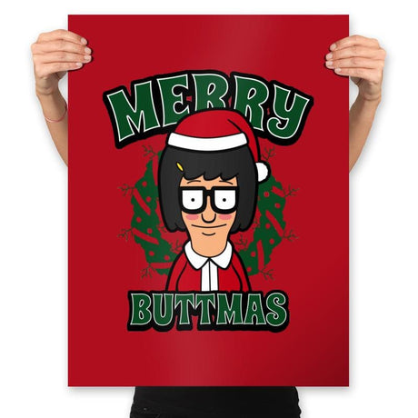 Merry Buttmas - Prints Posters RIPT Apparel 18x24 / Red