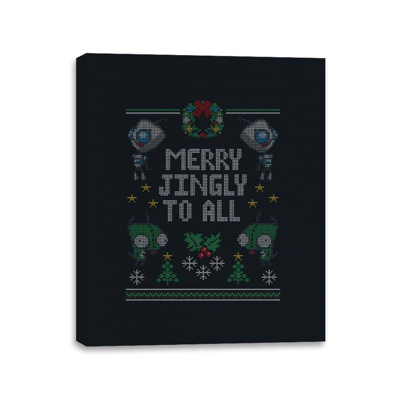 Merry Jingly - Ugly Holiday - Canvas Wraps Canvas Wraps RIPT Apparel 11x14 / Black