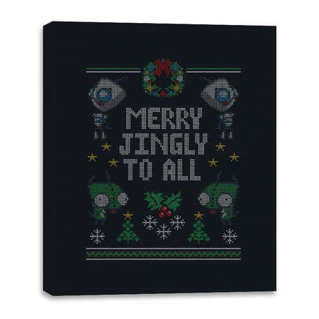 Merry Jingly - Ugly Holiday - Canvas Wraps Canvas Wraps RIPT Apparel 16x20 / Black