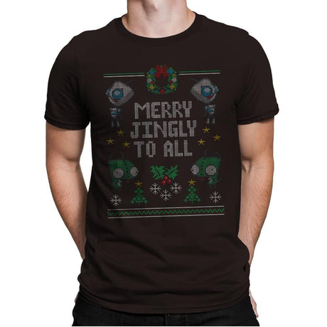 Merry Jingly - Ugly Holiday - Mens Premium T-Shirts RIPT Apparel Small / Dark Chocolate