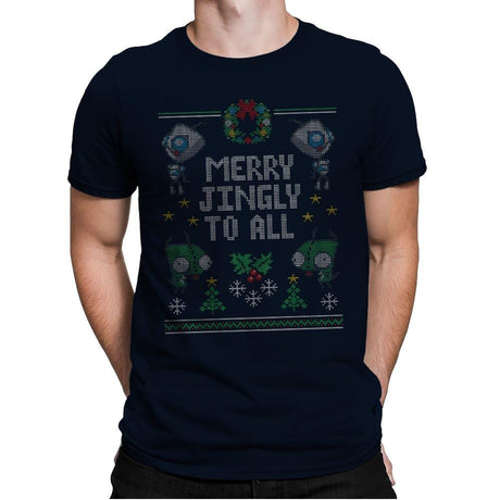 Merry Jingly - Ugly Holiday - Mens Premium T-Shirts RIPT Apparel Small / Midnight Navy