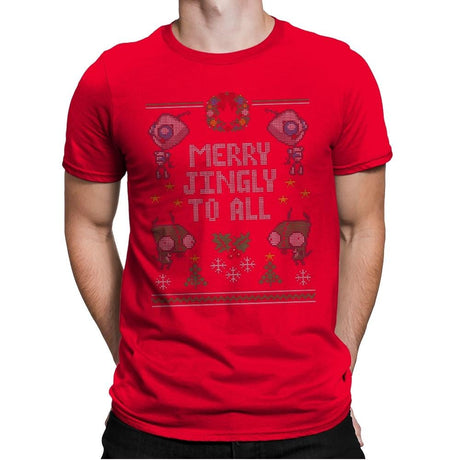 Merry Jingly - Ugly Holiday - Mens Premium T-Shirts RIPT Apparel Small / Red