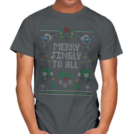 Merry Jingly - Ugly Holiday - Mens T-Shirts RIPT Apparel Small / Charcoal