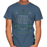 Merry Jingly - Ugly Holiday - Mens T-Shirts RIPT Apparel Small / Indigo Blue