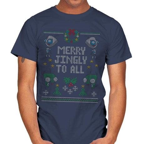 Merry Jingly - Ugly Holiday - Mens T-Shirts RIPT Apparel Small / Navy