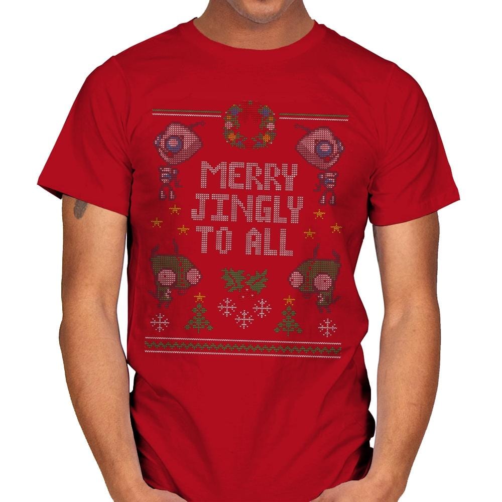 Merry Jingly - Ugly Holiday - Mens T-Shirts RIPT Apparel Small / Red