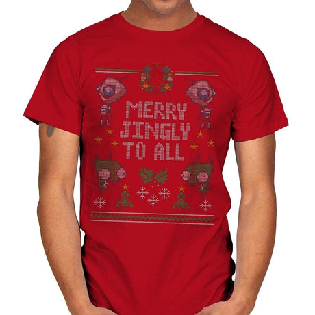 Merry Jingly - Ugly Holiday - Mens T-Shirts RIPT Apparel Small / Red