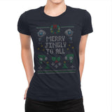 Merry Jingly - Ugly Holiday - Womens Premium T-Shirts RIPT Apparel Small / Midnight Navy