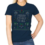 Merry Jingly - Ugly Holiday - Womens T-Shirts RIPT Apparel Small / Navy