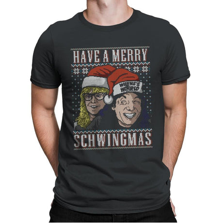 Merry Schwingmas - Ugly Holiday - Mens Premium T-Shirts RIPT Apparel Small / Heavy Metal