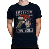 Merry Schwingmas - Ugly Holiday - Mens Premium T-Shirts RIPT Apparel Small / Midnight Navy