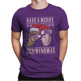 Merry Schwingmas - Ugly Holiday - Mens Premium T-Shirts RIPT Apparel Small / Purple Rush