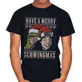 Merry Schwingmas - Ugly Holiday - Mens T-Shirts RIPT Apparel Small / Black