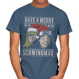 Merry Schwingmas - Ugly Holiday - Mens T-Shirts RIPT Apparel Small / Indigo Blue