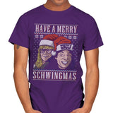 Merry Schwingmas - Ugly Holiday - Mens T-Shirts RIPT Apparel Small / Purple