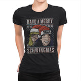 Merry Schwingmas - Ugly Holiday - Womens Premium T-Shirts RIPT Apparel Small / Black
