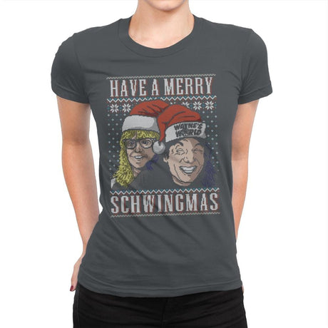Merry Schwingmas - Ugly Holiday - Womens Premium T-Shirts RIPT Apparel Small / Heavy Metal