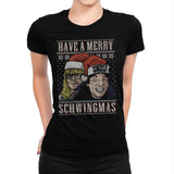 Merry Schwingmas - Ugly Holiday - Womens Premium T-Shirts RIPT Apparel Small / Indigo