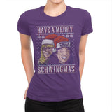 Merry Schwingmas - Ugly Holiday - Womens Premium T-Shirts RIPT Apparel Small / Purple Rush
