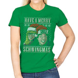 Merry Schwingmas - Ugly Holiday - Womens T-Shirts RIPT Apparel Small / Irish Green