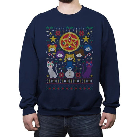 Merry Senshi - Crew Neck Sweatshirt Crew Neck Sweatshirt RIPT Apparel Small / Navy