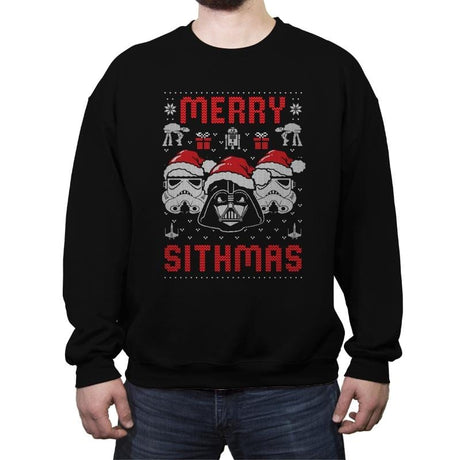 Merry Sithmas - Ugly Holiday - Crew Neck Sweatshirt Crew Neck Sweatshirt RIPT Apparel Small / Black