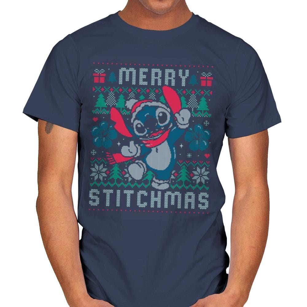 Merry Stitchmas - Mens T-Shirts RIPT Apparel Small / Navy