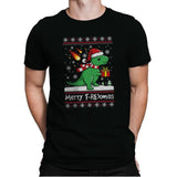Merry T-Rexmas - Ugly Holiday - Mens Premium T-Shirts RIPT Apparel Small / Black