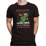 Merry T-Rexmas - Ugly Holiday - Mens Premium T-Shirts RIPT Apparel Small / Dark Chocolate