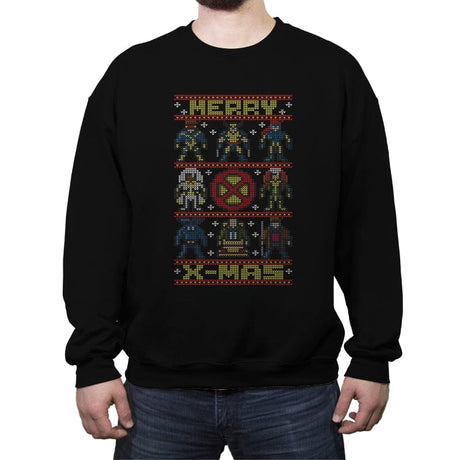 Merry X-Mas - Crew Neck Sweatshirt Crew Neck Sweatshirt RIPT Apparel Small / Black