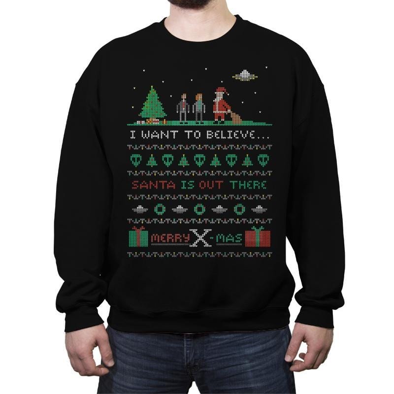 Merry X-Mas - Ugly Holiday - Crew Neck Sweatshirt Crew Neck Sweatshirt Gooten 3x-large / Black