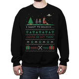 Merry X-Mas - Ugly Holiday - Crew Neck Sweatshirt Crew Neck Sweatshirt Gooten Large / Black