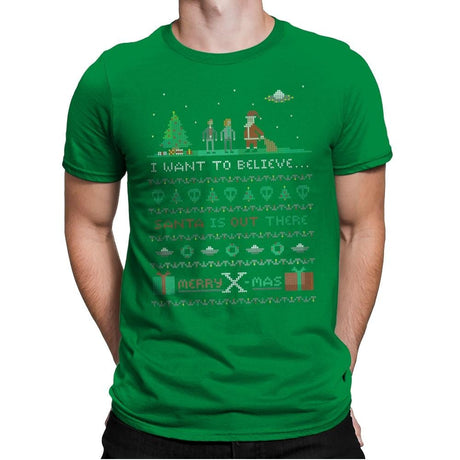 Merry X-Mas - Ugly Holiday - Mens Premium T-Shirts RIPT Apparel Small / Kelly Green