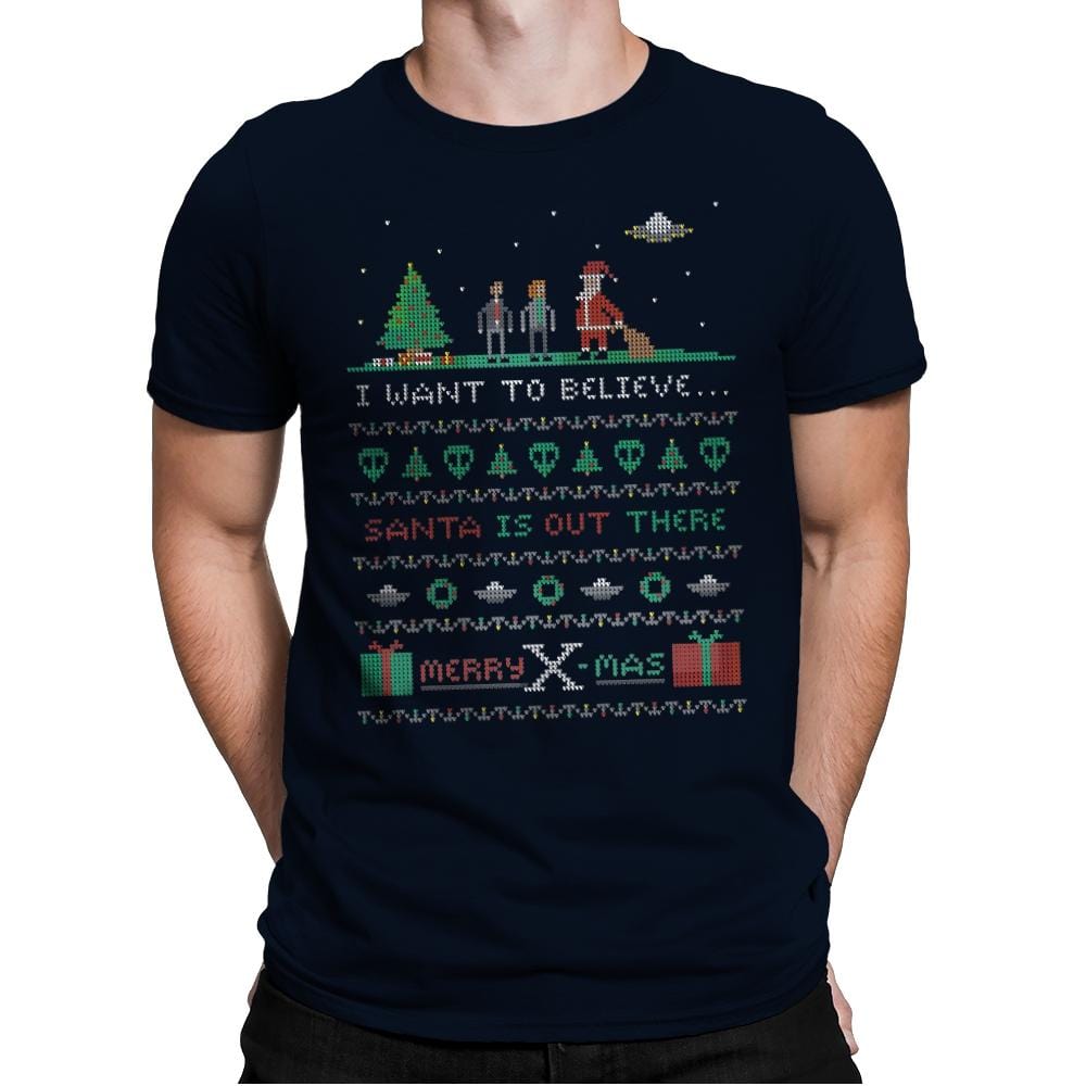 Merry X-Mas - Ugly Holiday - Mens Premium T-Shirts RIPT Apparel Small / Midnight Navy