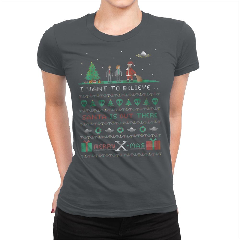 Merry X-Mas - Ugly Holiday - Womens Premium T-Shirts RIPT Apparel Small / Heavy Metal