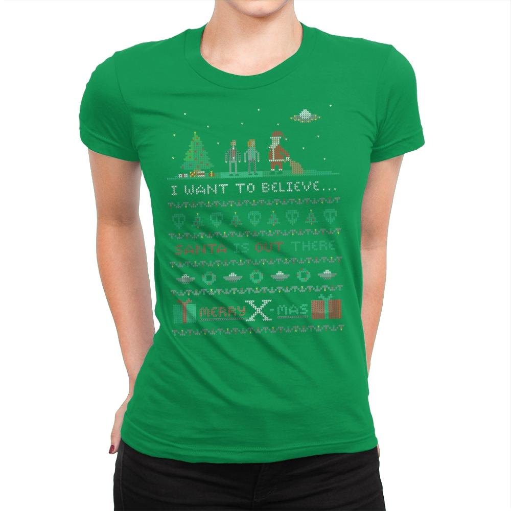 Merry X-Mas - Ugly Holiday - Womens Premium T-Shirts RIPT Apparel Small / Kelly Green