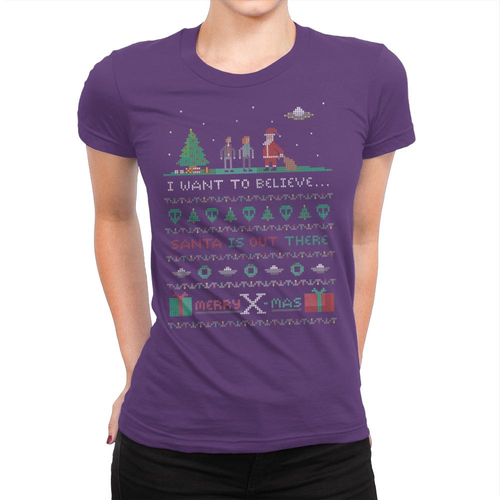 Merry X-Mas - Ugly Holiday - Womens Premium T-Shirts RIPT Apparel Small / Purple Rush