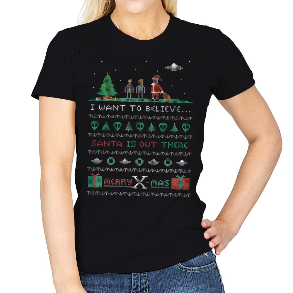 Merry X-Mas - Ugly Holiday - Womens T-Shirts RIPT Apparel Small / Black