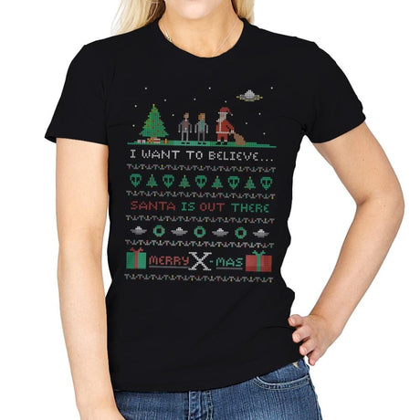 Merry X-Mas - Ugly Holiday - Womens T-Shirts RIPT Apparel Small / Black