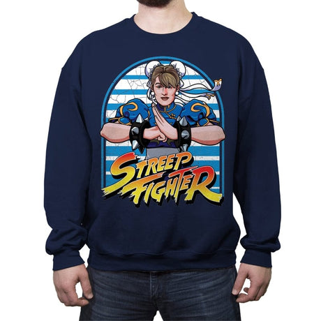 Meryl Streep Fighter - Shirt Club - Crew Neck Sweatshirt Crew Neck Sweatshirt RIPT Apparel Small / Navy