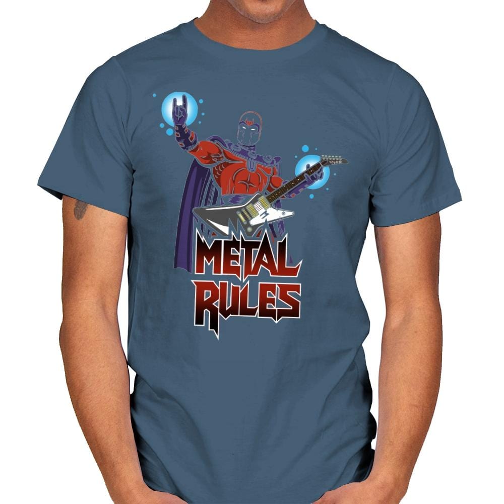 Metal Rules - Mens T-Shirts RIPT Apparel Small / Indigo Blue