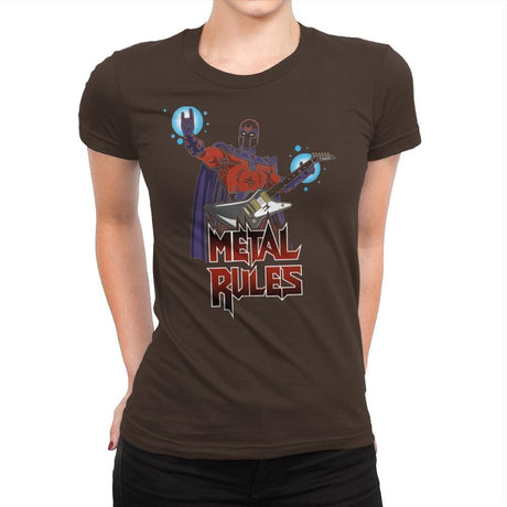 Metal Rules - Womens Premium T-Shirts RIPT Apparel Small / Dark Chocolate