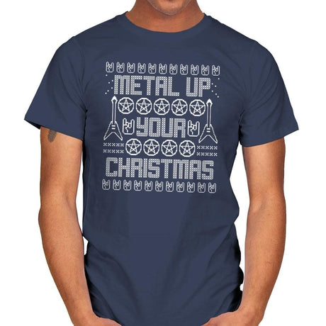 Metal Up Your Christmas - Mens T-Shirts RIPT Apparel Small / Navy