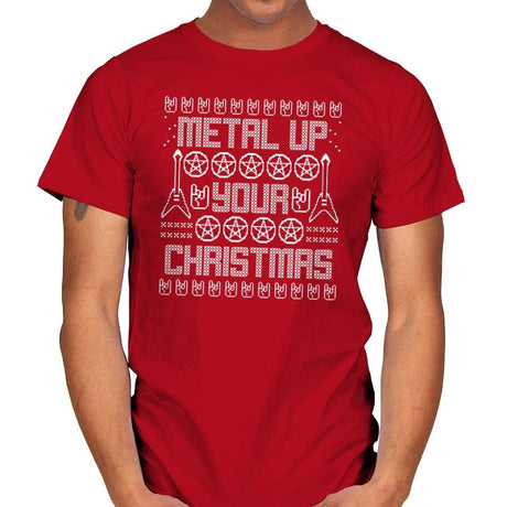 Metal Up Your Christmas - Mens T-Shirts RIPT Apparel Small / Red