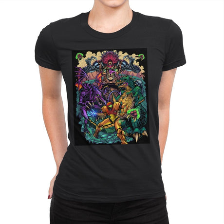 Metroid Tribute  - Womens Premium T-Shirts RIPT Apparel Small / Black