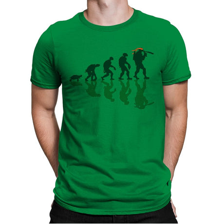 Michelangelo Evolution - Mens Premium T-Shirts RIPT Apparel Small / Kelly