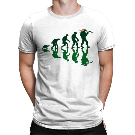 Michelangelo Evolution - Mens Premium T-Shirts RIPT Apparel Small / White