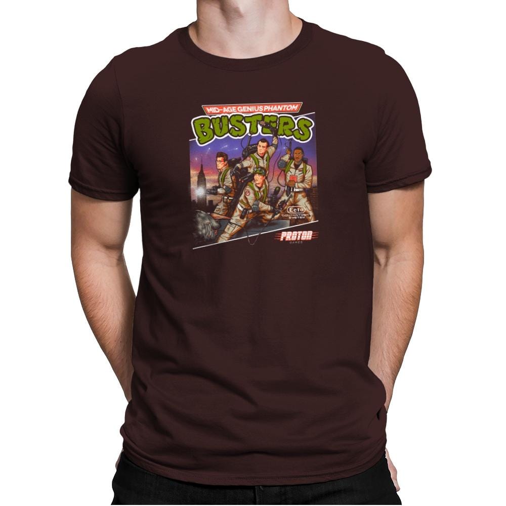 Mid-aged Genius Phantom Busters Exclusive - Mens Premium T-Shirts RIPT Apparel Small / Dark Chocolate