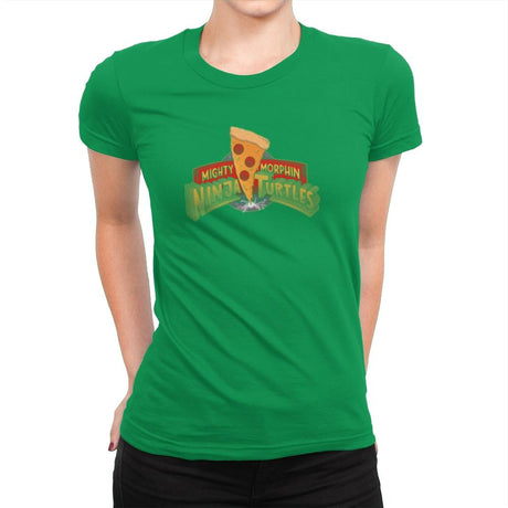 Mighty Morphin Ninja Turtles Exclusive - Womens Premium T-Shirts RIPT Apparel Small / Kelly Green